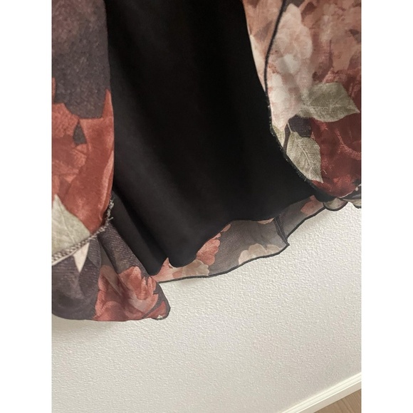 Kate and Lily Dress Floral Rust Midi Womens Sheer Sleeve Elastic Waist Size 12 - Picture 7 of 9